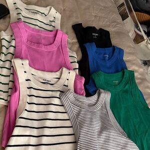 Old Navy Women's Tank Tops - Pink, Black, Blue, Green, Striped